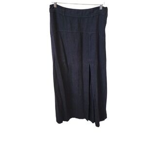 Size 6 - Free People Flowy Womens Black Midi Skirt Front Slit Whimsigoth Grunge